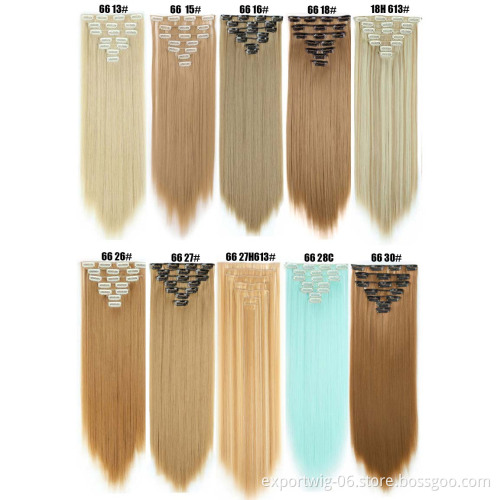 synthetic clip in hair extension seamless crochet braiding Synthetic Hair Extensions 7 Pieces Clip In synthetic hair chignon